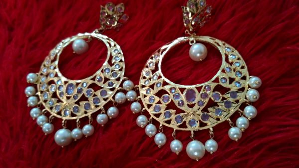Gold plated Polki Chand Bali
