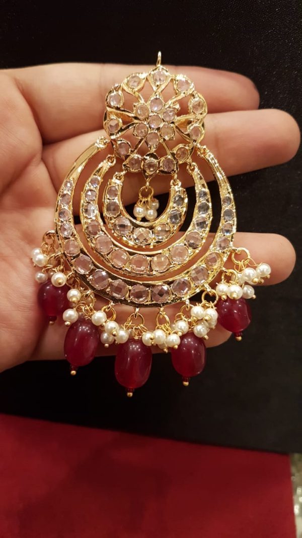 Traditional Hyderabadi Nizami  Chand Bali Earrings - Image 5