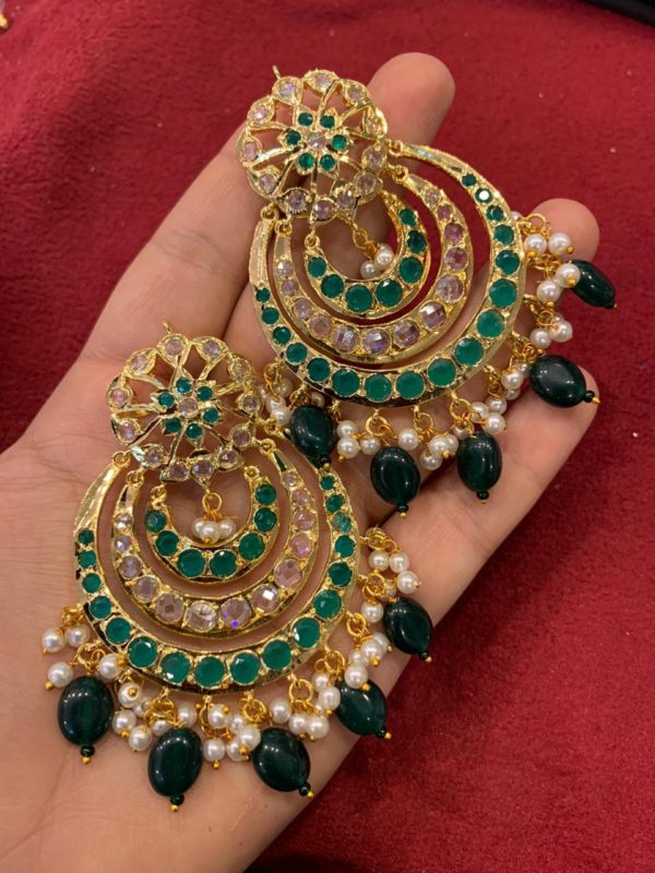 Traditional Hyderabadi Nizami  Chand Bali Earrings - Image 3