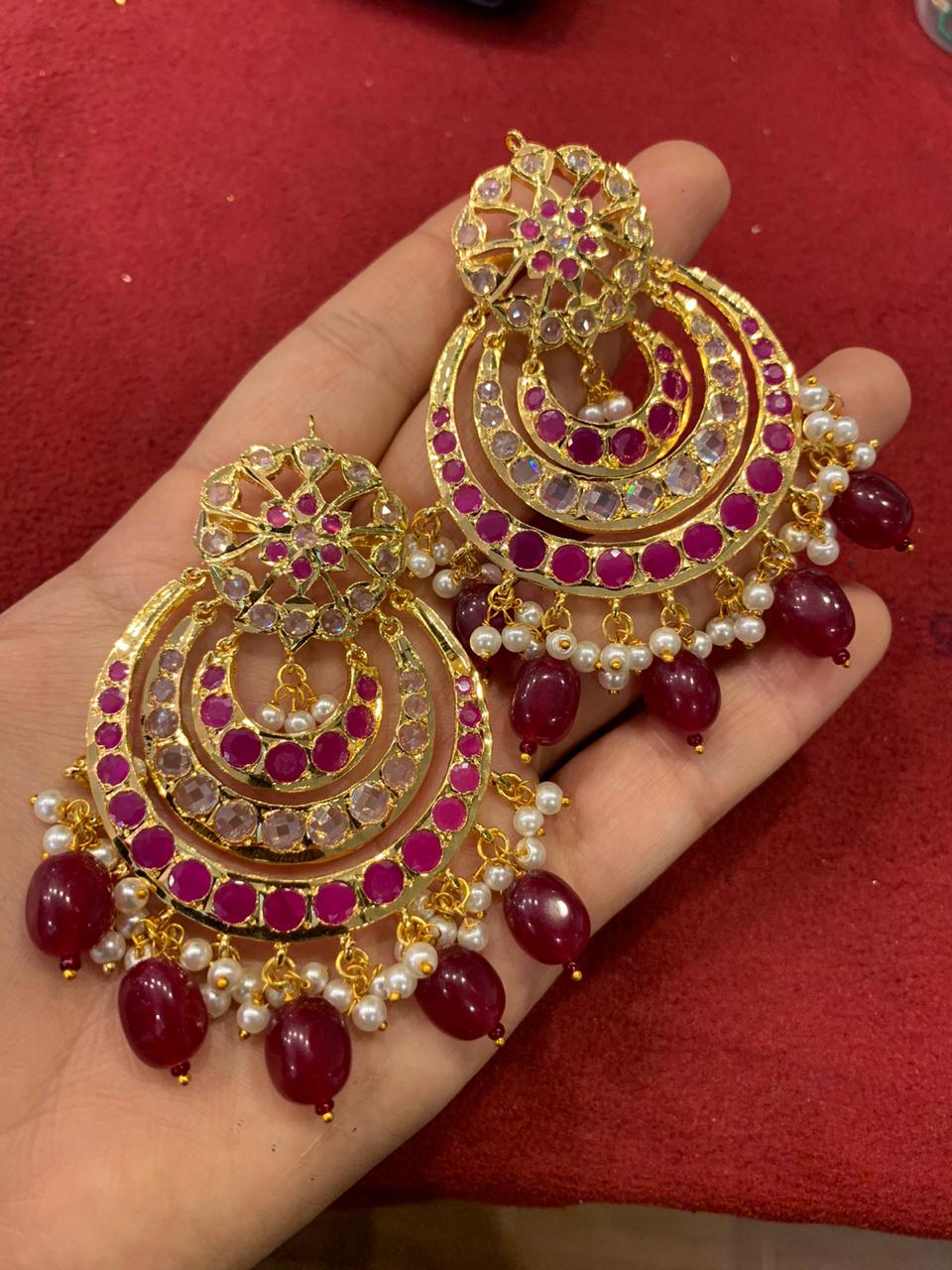 Traditional Hyderabadi Nizami Chand Bali Earrings – Elegant Pearls &  Jewellery Collection