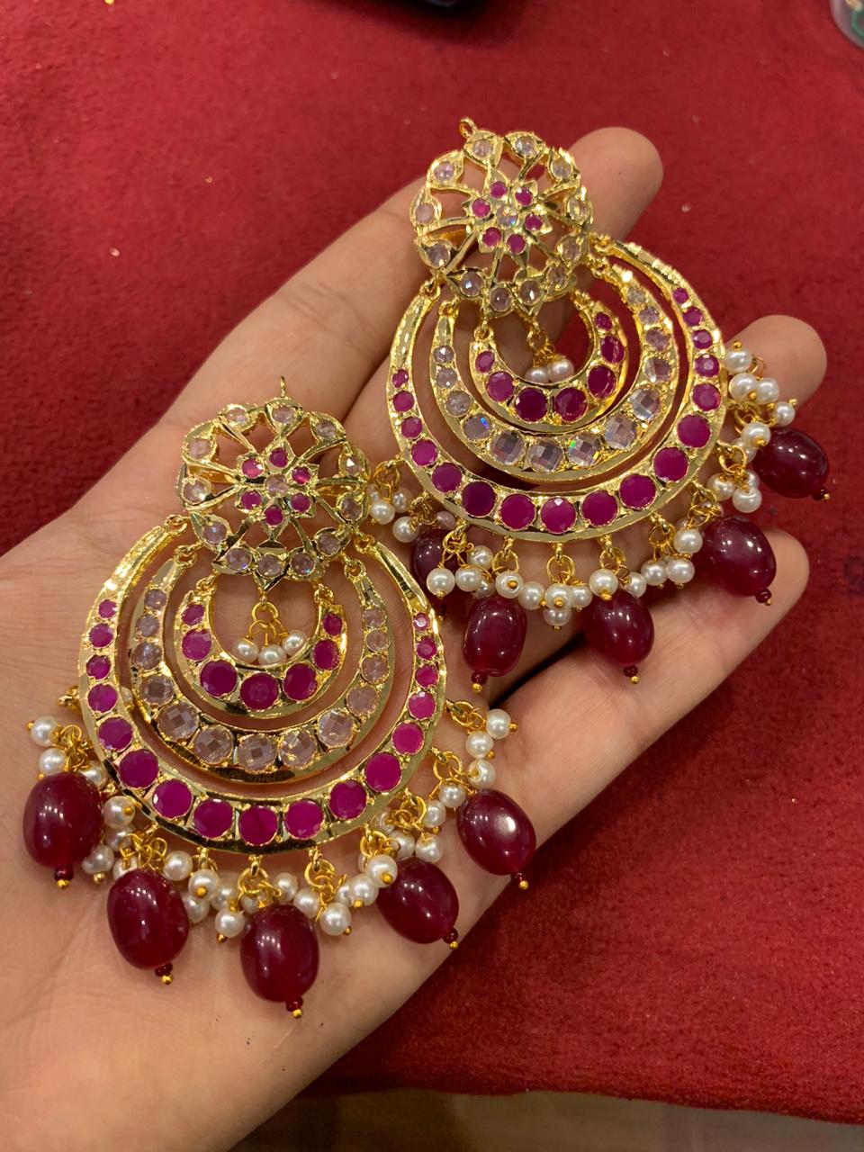 Indian Hyderabadi Jadau Chand Bali Earrings Drop Dangle Earrings Pakistani  Designer Earrings Bespoke Sabysachi Jewel - Etsy